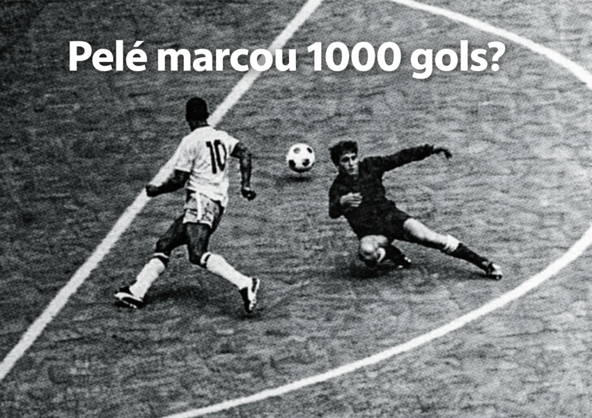 A imagem mostra um lance antológico de Pelé em 1970 contra o Uruguai