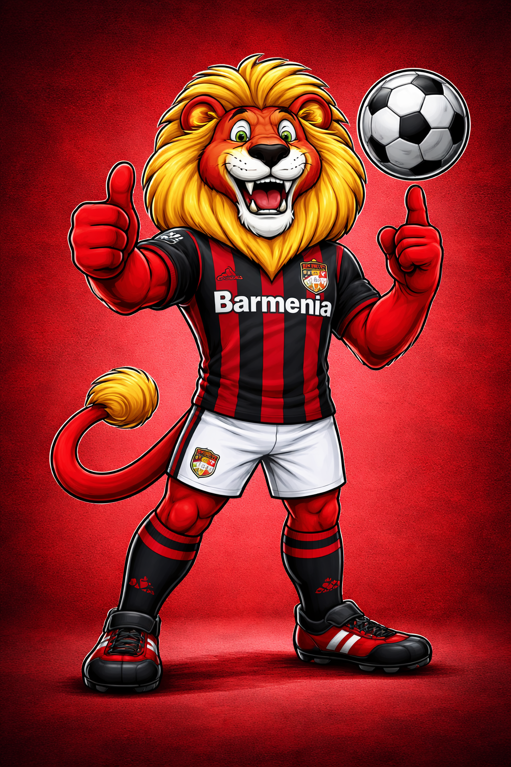 Imagem estilizada de Brian, The Lion, mascote do Bayer Leverkusen desde 2002