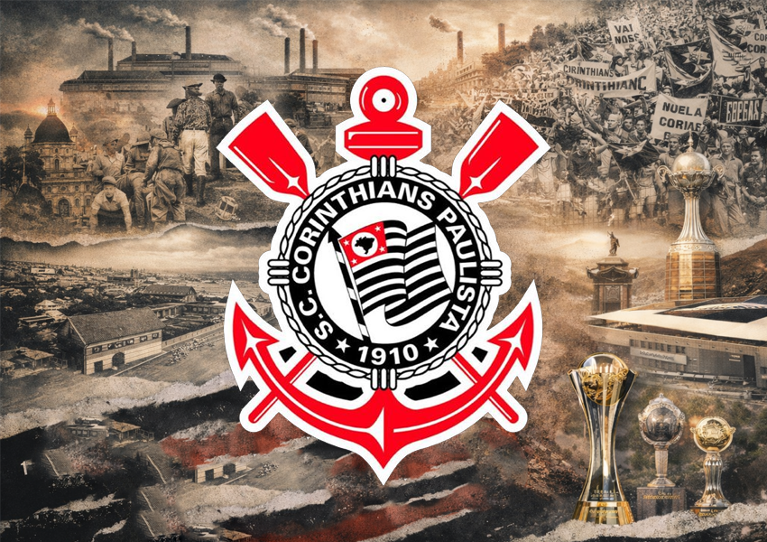 Imagem mostra o Corinthians, simbolizando alguns itens que marcaram a hist&oacute;ria