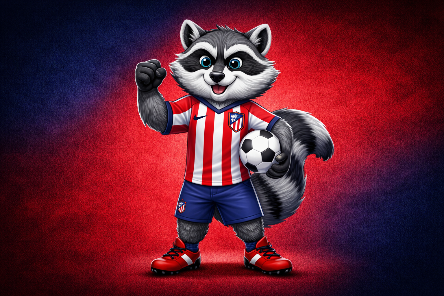 O guaxinim Indi &eacute; a mascote do Atl&eacute;tico de Madrid