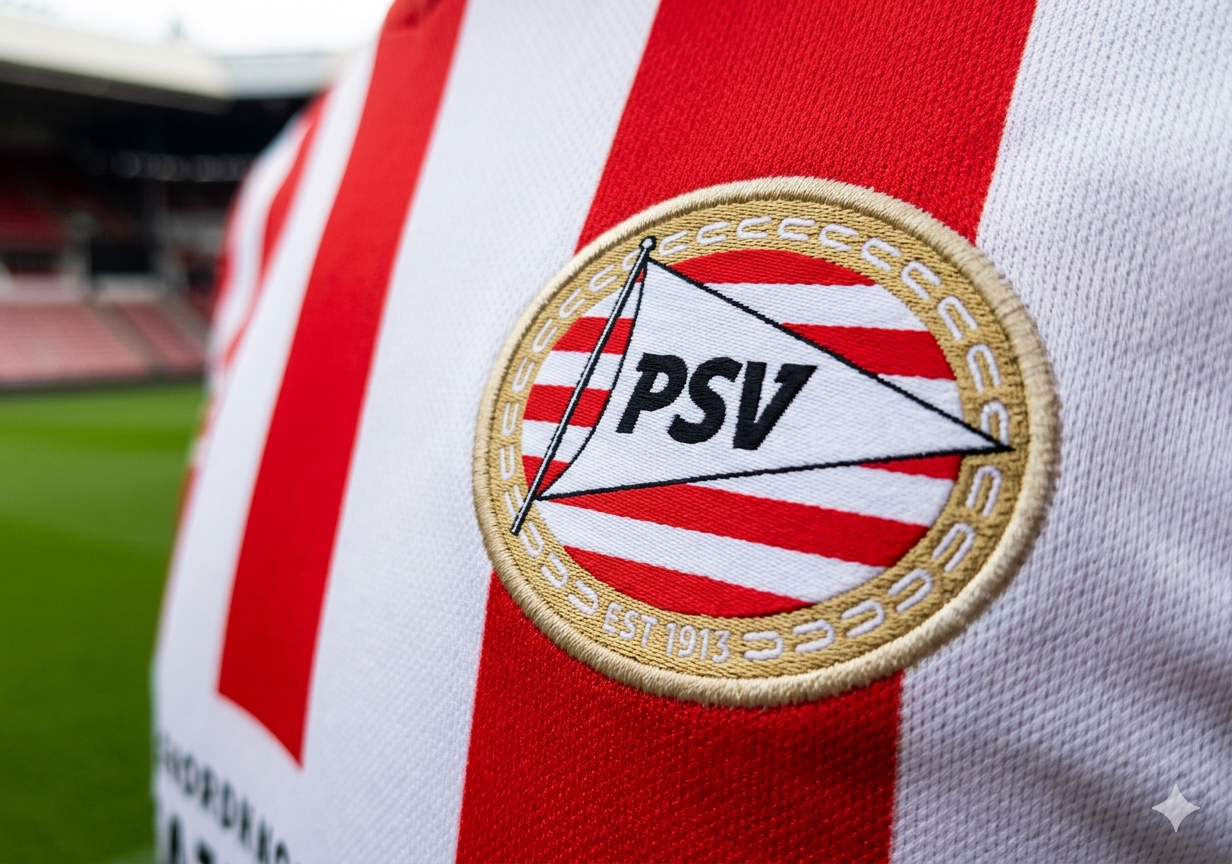 Escudo do PSV, no qual &eacute; exibido com orgulho no Est&aacute;dio Philips, campo da equipe.